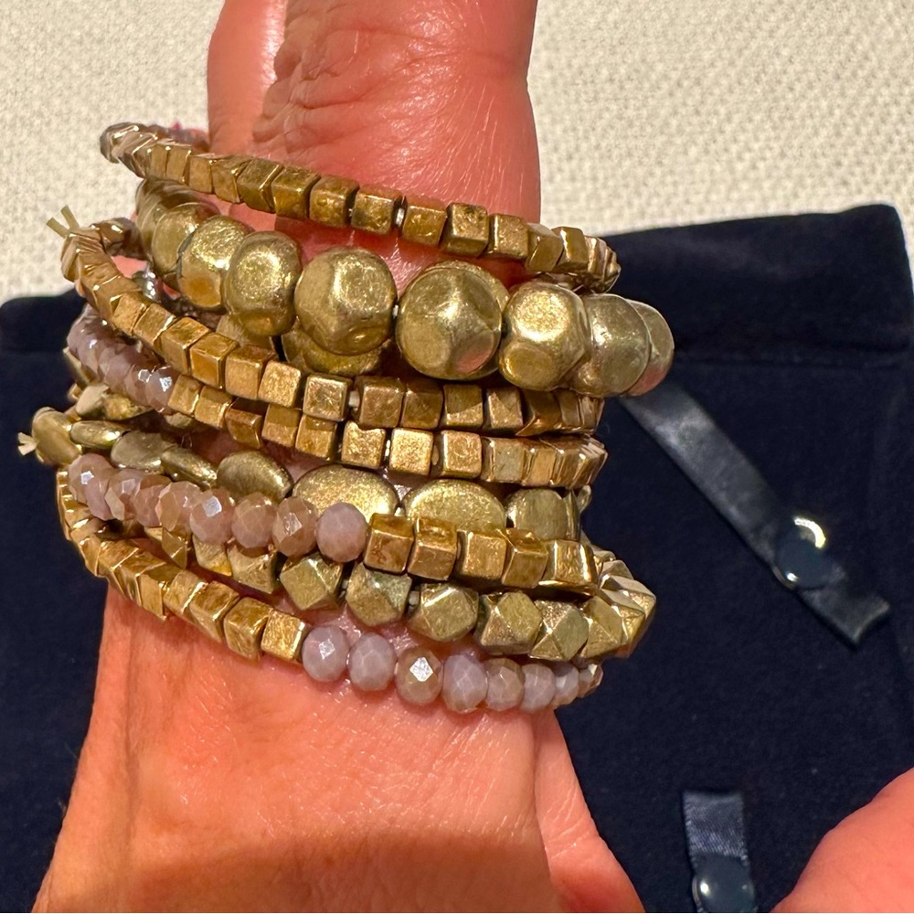 Beaded Stack Bracelets. Gold & Amethyst - image 4